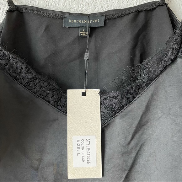 Lace trim satin tank top - Picture 2 of 2